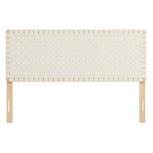 Modway Furniture Sparta Weave Vegan Leather Queen Headboard by Modway - Elegant Design with Adjustable Height Support Natural Beige MOD-7125-NAT-BEI