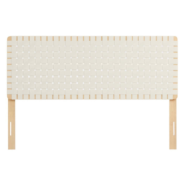 Modway Furniture Sparta Weave Vegan Leather Queen Headboard by Modway - Elegant Design with Adjustable Height Support Natural Beige MOD-7125-NAT-BEI