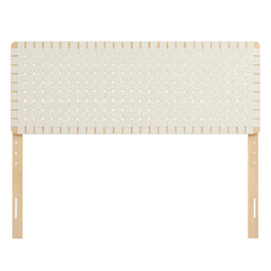 Modway Furniture Sparta Weave Vegan Leather Queen Headboard by Modway - Elegant Design with Adjustable Height Support Natural Beige MOD-7125-NAT-BEI