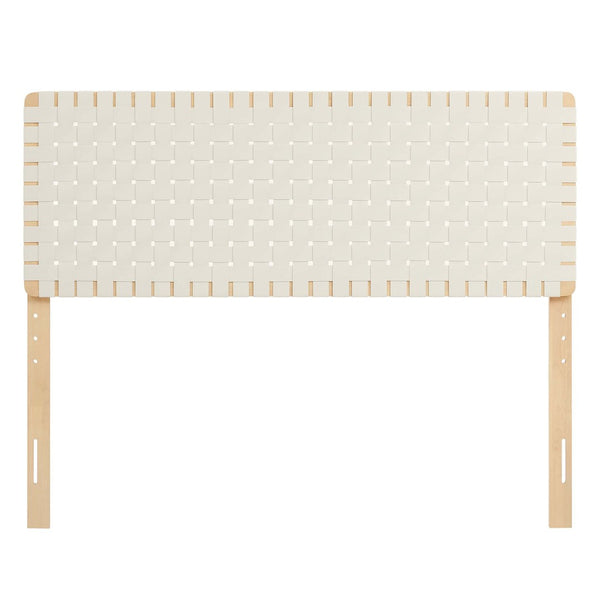 Modway Furniture Sparta Weave Vegan Leather Queen Headboard by Modway - Elegant Design with Adjustable Height Support Natural Beige MOD-7125-NAT-BEI