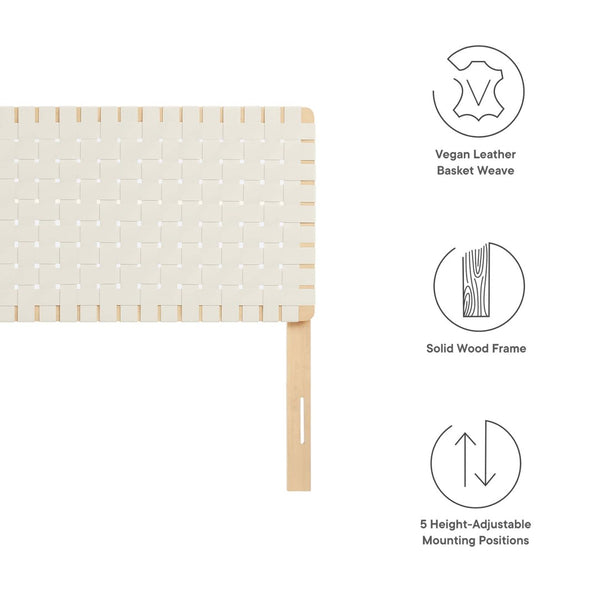 Modway Furniture Sparta Weave Vegan Leather Queen Headboard by Modway - Elegant Design with Adjustable Height Support Natural Beige MOD-7125-NAT-BEI