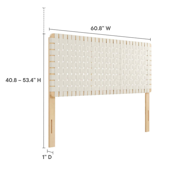 Modway Furniture Sparta Weave Vegan Leather Queen Headboard by Modway - Elegant Design with Adjustable Height Support Natural Beige MOD-7125-NAT-BEI