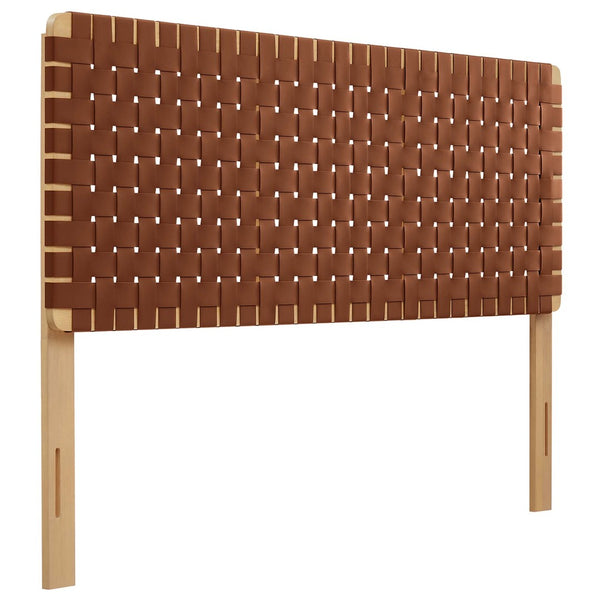 Modway Furniture Sparta Weave Vegan Leather Queen Headboard by Modway - Elegant Design with Adjustable Height Support Natural Brown MOD-7125-NAT-BRN