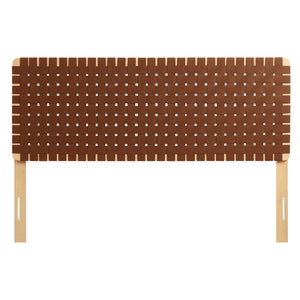 Modway Furniture Sparta Weave Vegan Leather Queen Headboard by Modway - Elegant Design with Adjustable Height Support Natural Brown MOD-7125-NAT-BRN