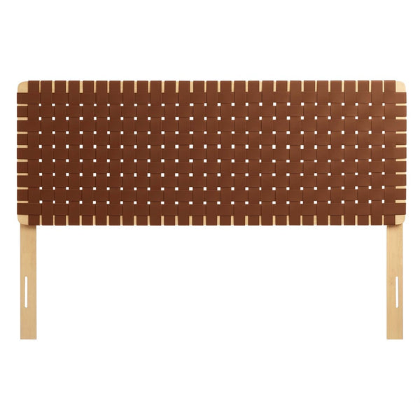 Modway Furniture Sparta Weave Vegan Leather Queen Headboard by Modway - Elegant Design with Adjustable Height Support Natural Brown MOD-7125-NAT-BRN