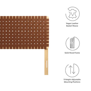 Modway Furniture Sparta Weave Vegan Leather Queen Headboard by Modway - Elegant Design with Adjustable Height Support Natural Brown MOD-7125-NAT-BRN