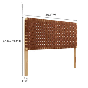 Modway Furniture Sparta Weave Vegan Leather Queen Headboard by Modway - Elegant Design with Adjustable Height Support Natural Brown MOD-7125-NAT-BRN