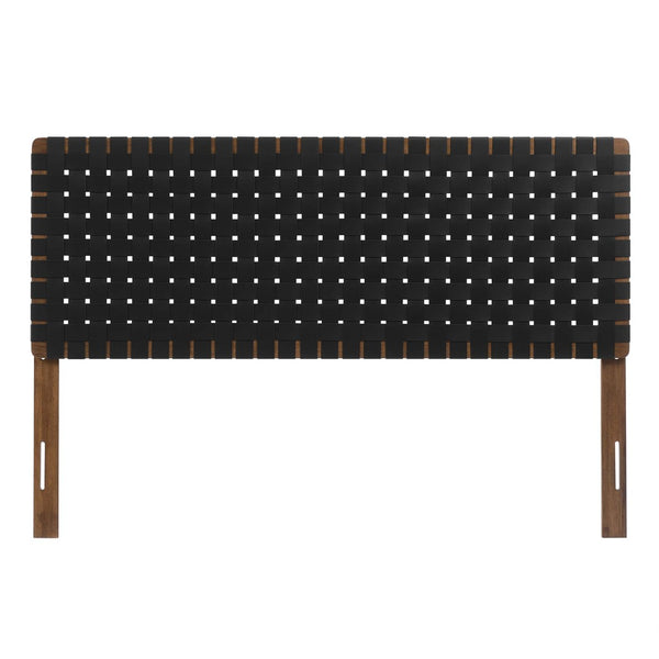 Modway Furniture Sparta Weave Vegan Leather Queen Headboard by Modway - Elegant Design with Adjustable Height Support Walnut Black MOD-7125-WAL-BLK