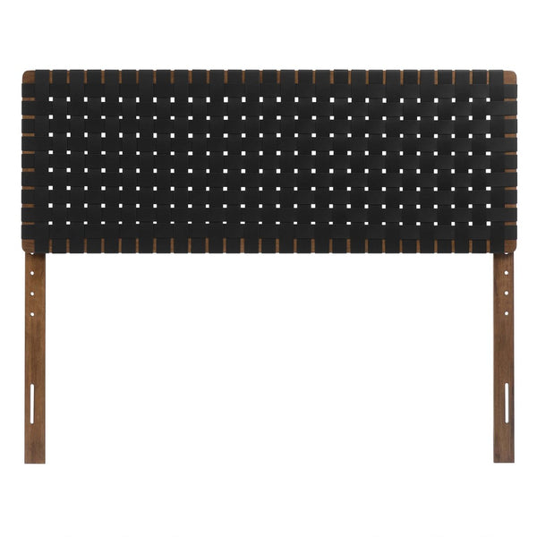 Modway Furniture Sparta Weave Vegan Leather Queen Headboard by Modway - Elegant Design with Adjustable Height Support Walnut Black MOD-7125-WAL-BLK