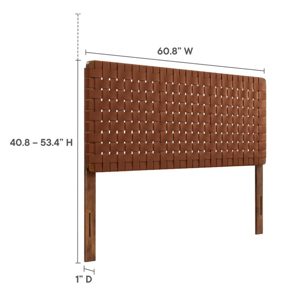 Modway Furniture Sparta Weave Vegan Leather Queen Headboard by Modway - Elegant Design with Adjustable Height Support Walnut Brown MOD-7125-WAL-BRN