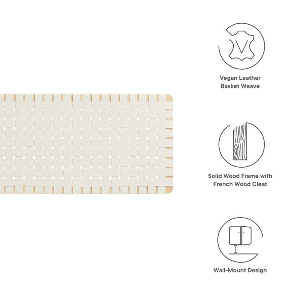 Modway Furniture Sparta Weave Wall-Mount Vegan Leather Headboard - Elevate Your Bedroom with Stylish Elegance Natural Beige MOD-7126-NAT-BEI