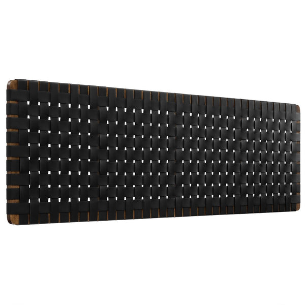 Modway Furniture Sparta Weave Wall-Mount Vegan Leather Headboard - Elevate Your Bedroom with Stylish Elegance Walnut Black MOD-7126-WAL-BLK