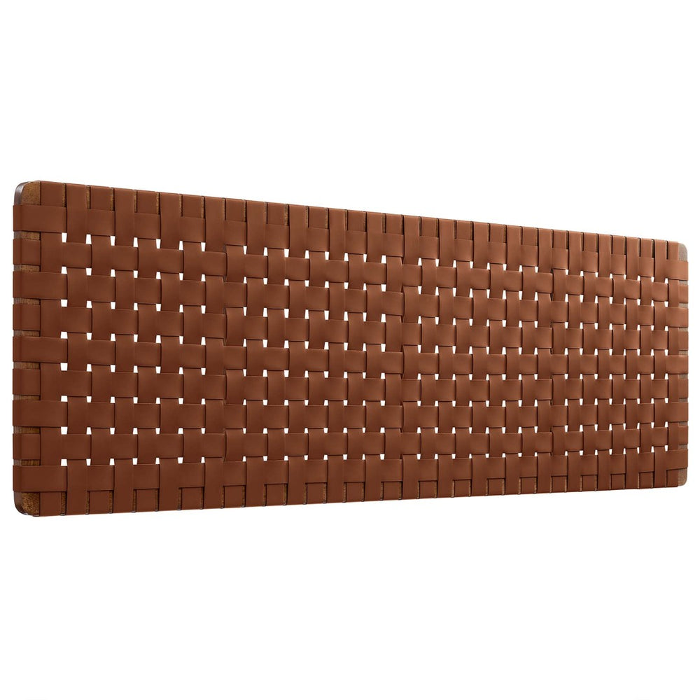 Modway Furniture Sparta Weave Wall-Mount Vegan Leather Headboard - Elevate Your Bedroom with Stylish Elegance Walnut Brown MOD-7126-WAL-BRN