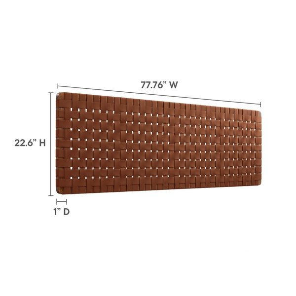 Modway Furniture Sparta Weave Wall-Mount Vegan Leather Headboard - Elevate Your Bedroom with Stylish Elegance Walnut Brown MOD-7126-WAL-BRN