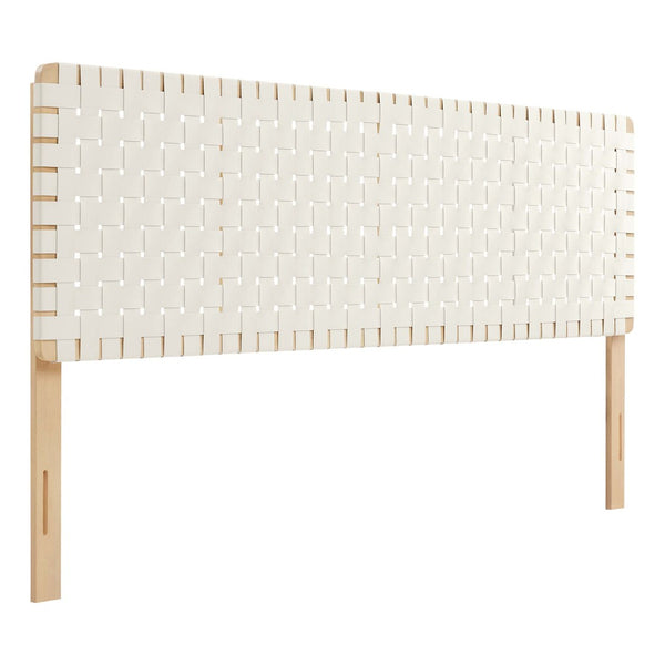 Modway Furniture Sparta Weave Vegan Leather King Headboard by Modway - Elegant, Durable Design for Modern Bedrooms Natural Beige MOD-7127-NAT-BEI