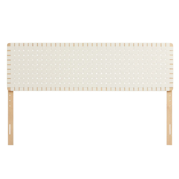 Modway Furniture Sparta Weave Vegan Leather King Headboard by Modway - Elegant, Durable Design for Modern Bedrooms Natural Beige MOD-7127-NAT-BEI