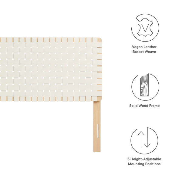 Modway Furniture Sparta Weave Vegan Leather King Headboard by Modway - Elegant, Durable Design for Modern Bedrooms Natural Beige MOD-7127-NAT-BEI