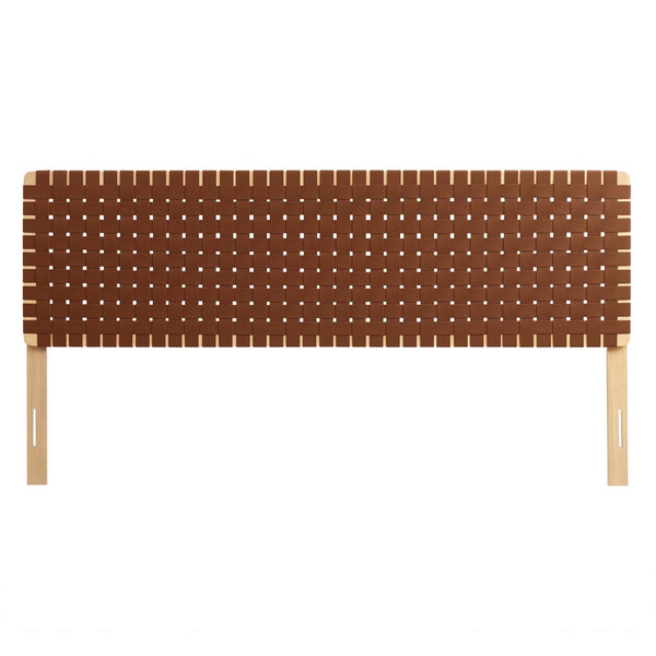 Modway Furniture Sparta Weave Vegan Leather King Headboard by Modway - Elegant, Durable Design for Modern Bedrooms Natural Brown MOD-7127-NAT-BRN