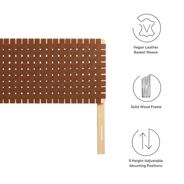 Modway Furniture Sparta Weave Vegan Leather King Headboard by Modway - Elegant, Durable Design for Modern Bedrooms Natural Brown MOD-7127-NAT-BRN