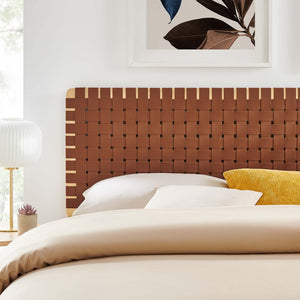 Modway Furniture Sparta Weave Vegan Leather King Headboard by Modway - Elegant, Durable Design for Modern Bedrooms Natural Brown MOD-7127-NAT-BRN