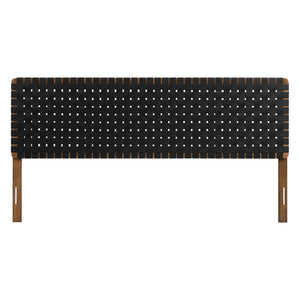 Modway Furniture Sparta Weave Vegan Leather King Headboard by Modway - Elegant, Durable Design for Modern Bedrooms Walnut Black MOD-7127-WAL-BLK