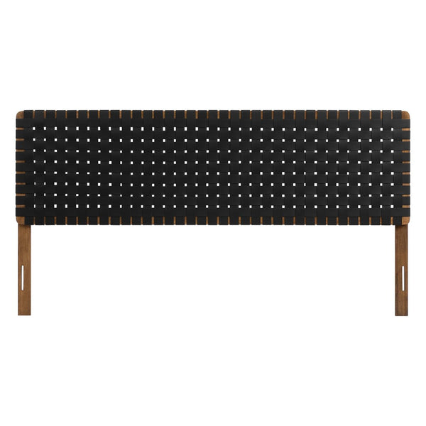 Modway Furniture Sparta Weave Vegan Leather King Headboard by Modway - Elegant, Durable Design for Modern Bedrooms Walnut Black MOD-7127-WAL-BLK