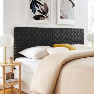 Modway Furniture Sparta Weave Vegan Leather King Headboard by Modway - Elegant, Durable Design for Modern Bedrooms Walnut Black MOD-7127-WAL-BLK