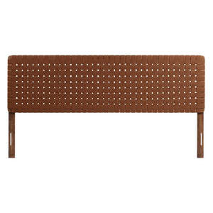 Modway Furniture Sparta Weave Vegan Leather King Headboard by Modway - Elegant, Durable Design for Modern Bedrooms Walnut Brown MOD-7127-WAL-BRN