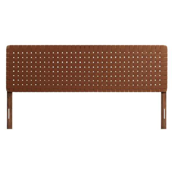 Modway Furniture Sparta Weave Vegan Leather King Headboard by Modway - Elegant, Durable Design for Modern Bedrooms Walnut Brown MOD-7127-WAL-BRN