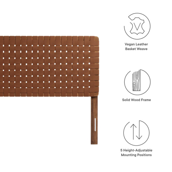 Modway Furniture Sparta Weave Vegan Leather King Headboard by Modway - Elegant, Durable Design for Modern Bedrooms Walnut Brown MOD-7127-WAL-BRN