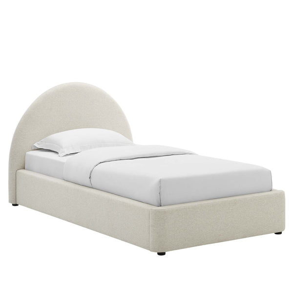 Modway Furniture Resort Upholstered Arched Twin Platform Bed - Modern Design with Foam Comfort & Durable Support Heathered Weave Ivory MOD-7128-HEI
