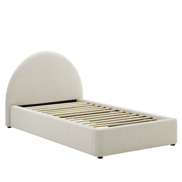 Modway Furniture Resort Upholstered Arched Twin Platform Bed - Modern Design with Foam Comfort & Durable Support Heathered Weave Ivory MOD-7128-HEI
