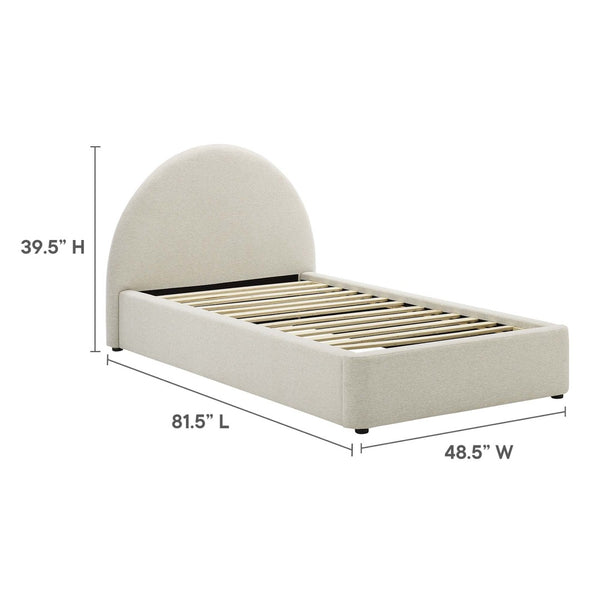 Modway Furniture Resort Upholstered Arched Twin Platform Bed - Modern Design with Foam Comfort & Durable Support Heathered Weave Ivory MOD-7128-HEI