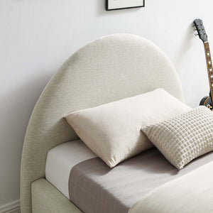 Modway Furniture Resort Upholstered Arched Twin Platform Bed - Modern Design with Foam Comfort & Durable Support Heathered Weave Ivory MOD-7128-HEI