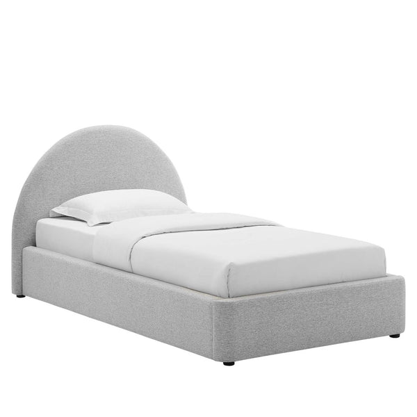 Modway Furniture Resort Upholstered Arched Twin Platform Bed - Modern Design with Foam Comfort & Durable Support Heathered Weave Light Gray MOD-7128-HLG