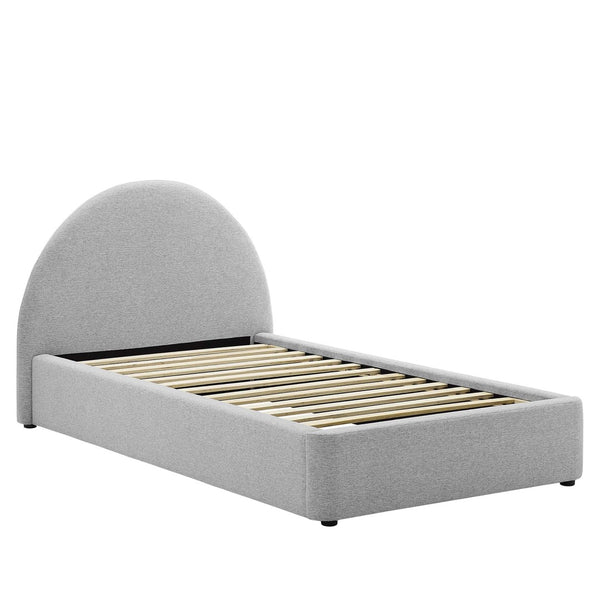 Modway Furniture Resort Upholstered Arched Twin Platform Bed - Modern Design with Foam Comfort & Durable Support Heathered Weave Light Gray MOD-7128-HLG