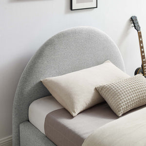 Modway Furniture Resort Upholstered Arched Twin Platform Bed - Modern Design with Foam Comfort & Durable Support Heathered Weave Light Gray MOD-7128-HLG