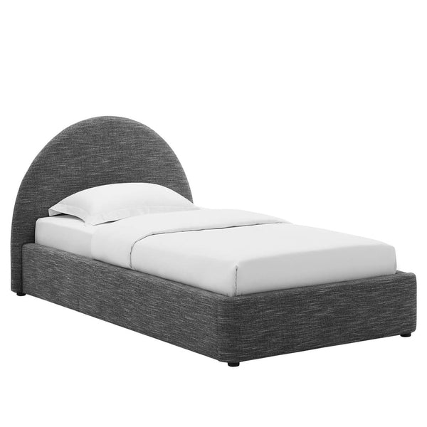 Modway Furniture Resort Upholstered Arched Twin Platform Bed - Modern Design with Foam Comfort & Durable Support Heathered Weave Slate MOD-7128-HSL