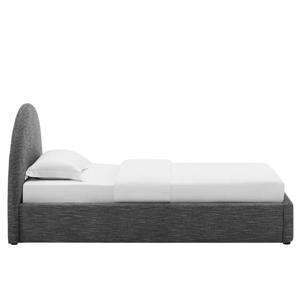 Modway Furniture Resort Upholstered Arched Twin Platform Bed - Modern Design with Foam Comfort & Durable Support Heathered Weave Slate MOD-7128-HSL
