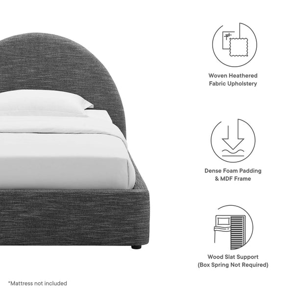 Modway Furniture Resort Upholstered Arched Twin Platform Bed - Modern Design with Foam Comfort & Durable Support Heathered Weave Slate MOD-7128-HSL