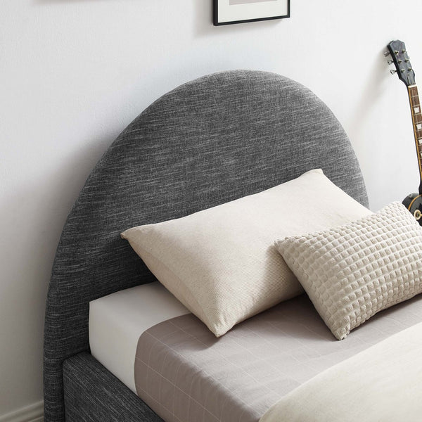 Modway Furniture Resort Upholstered Arched Twin Platform Bed - Modern Design with Foam Comfort & Durable Support Heathered Weave Slate MOD-7128-HSL