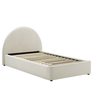 Modway Furniture Resort Twin Platform Bed with Arched Velvet Headboard – Stylish, Durable, and Comfortable Design Alabaster MOD-7129-ALA