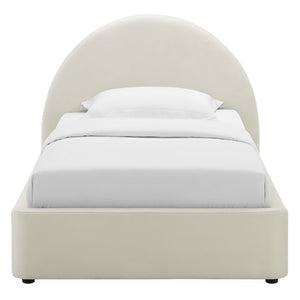 Modway Furniture Resort Twin Platform Bed with Arched Velvet Headboard – Stylish, Durable, and Comfortable Design Alabaster MOD-7129-ALA