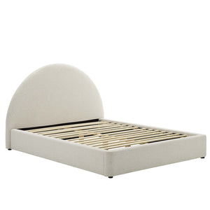 Modway Furniture Resort Upholstered Full Platform Bed with Arched Headboard - Modern Comfort & Durable Support Heathered Weave Ivory MOD-7130-HEI