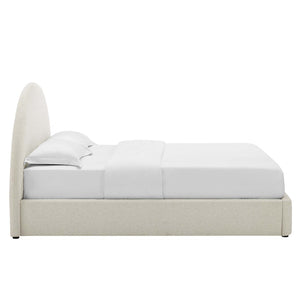 Modway Furniture Resort Upholstered Full Platform Bed with Arched Headboard - Modern Comfort & Durable Support Heathered Weave Ivory MOD-7130-HEI