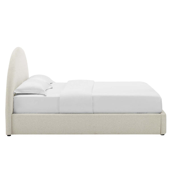 Modway Furniture Resort Upholstered Full Platform Bed with Arched Headboard - Modern Comfort & Durable Support Heathered Weave Ivory MOD-7130-HEI