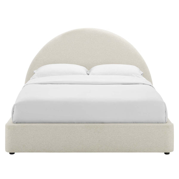 Modway Furniture Resort Upholstered Full Platform Bed with Arched Headboard - Modern Comfort & Durable Support Heathered Weave Ivory MOD-7130-HEI