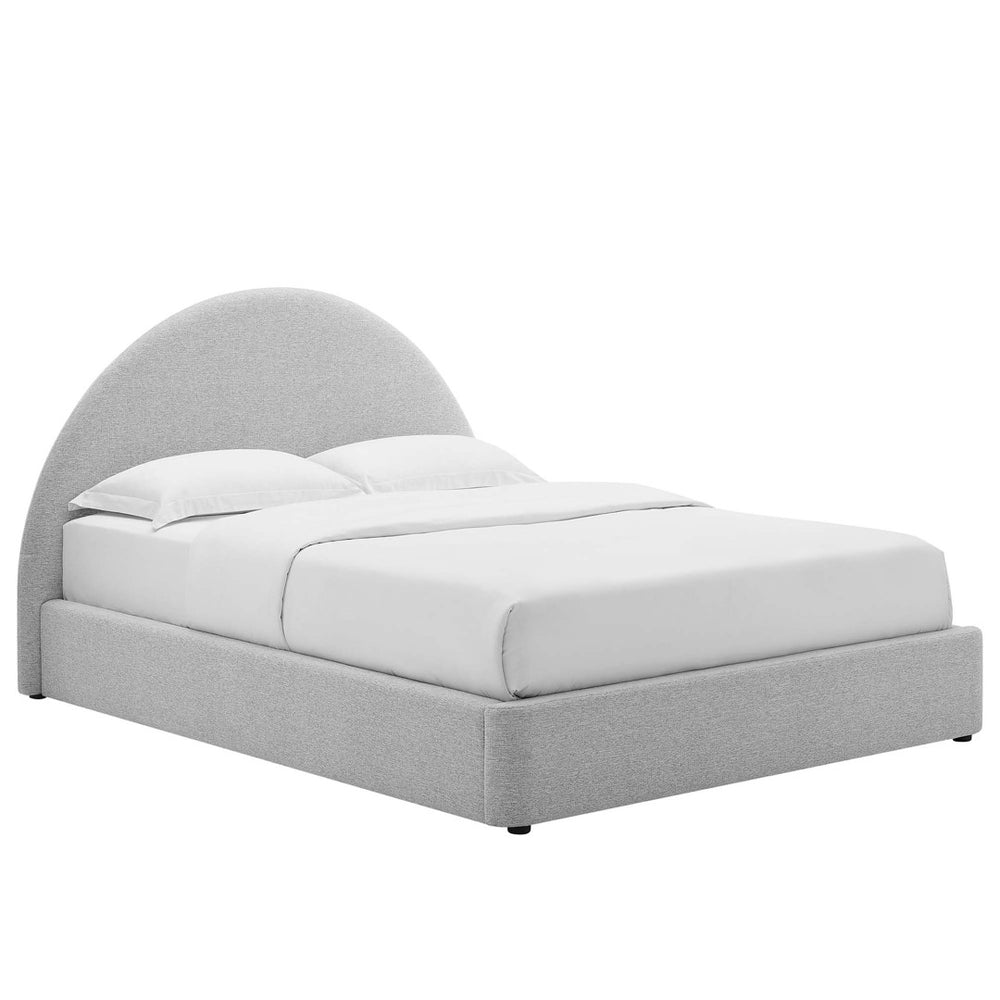 Modway Furniture Resort Upholstered Full Platform Bed with Arched Headboard - Modern Comfort & Durable Support Heathered Weave Light Gray MOD-7130-HLG