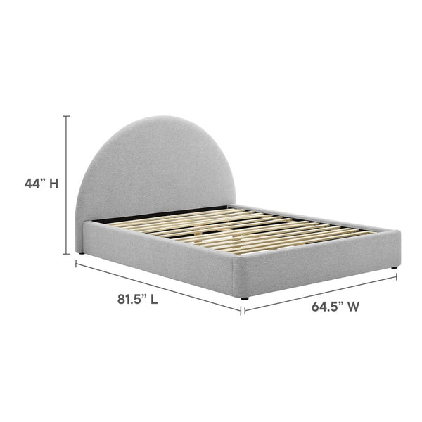 Modway Furniture Resort Upholstered Full Platform Bed with Arched Headboard - Modern Comfort & Durable Support Heathered Weave Light Gray MOD-7130-HLG