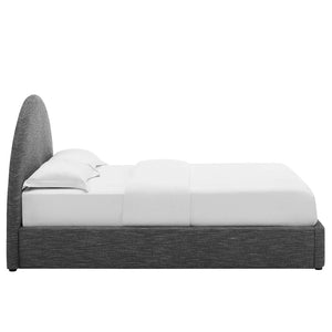 Modway Furniture Resort Upholstered Full Platform Bed with Arched Headboard - Modern Comfort & Durable Support Heathered Weave Slate MOD-7130-HSL